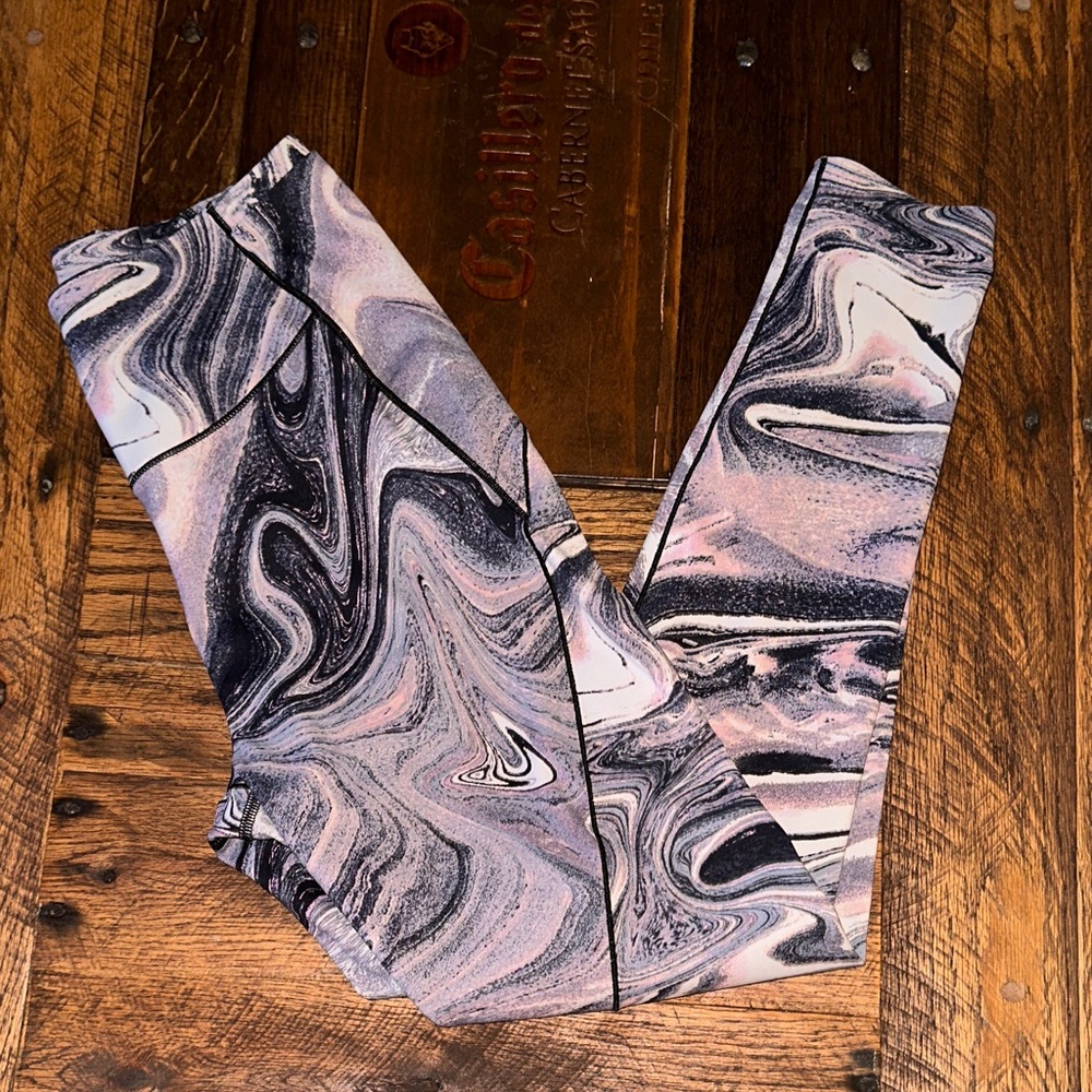 Victoria's Secret Marble Swirl Leggings - Black, Gray, Pink